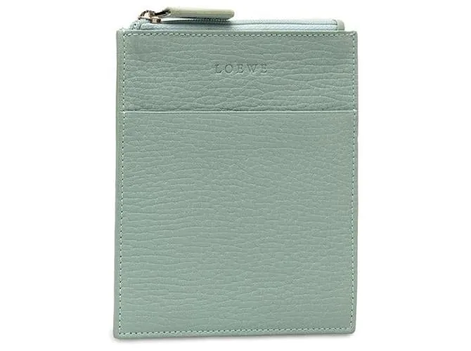 Pouch de cuero Loewe con logo azul claro en excelente estado 