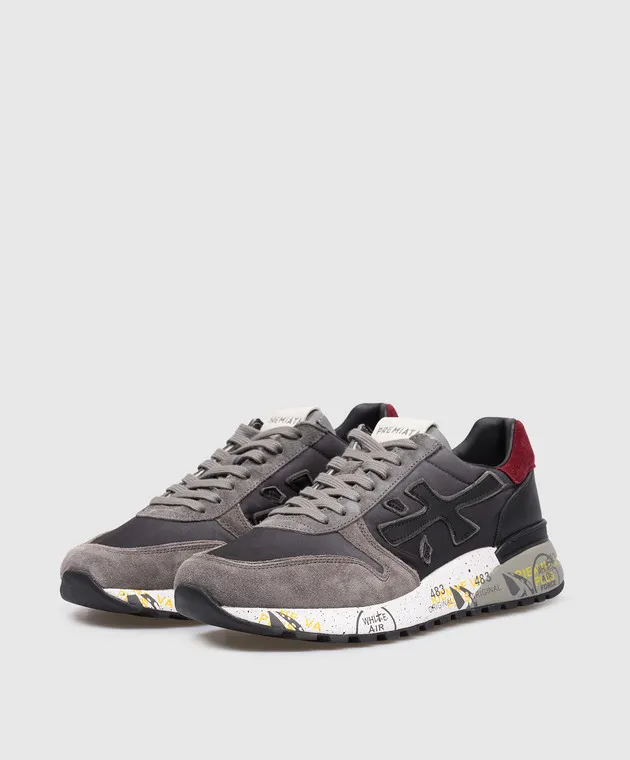 Premiata Mick logo combo sneakers in gray