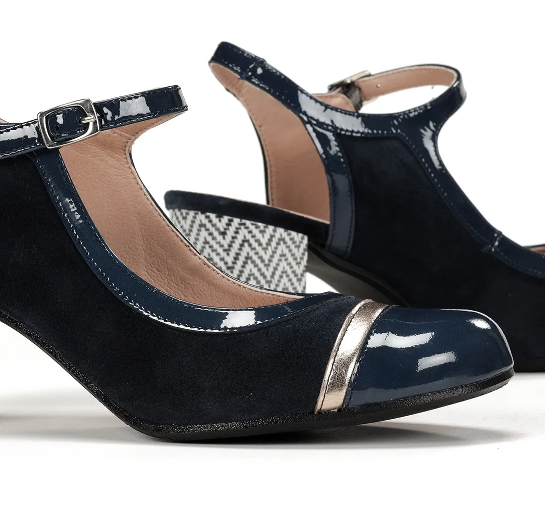 RODIN D9093 Zapato de Tacón Azul