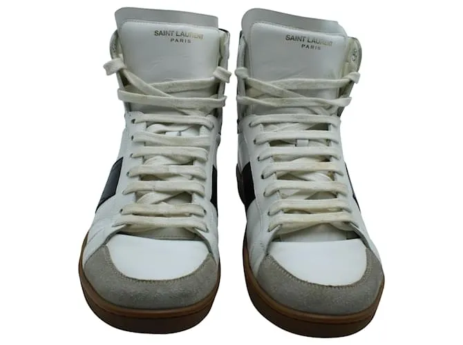 Saint Laurent Classic SL High-Top Leather Sneakers in Blanco Sneakers 