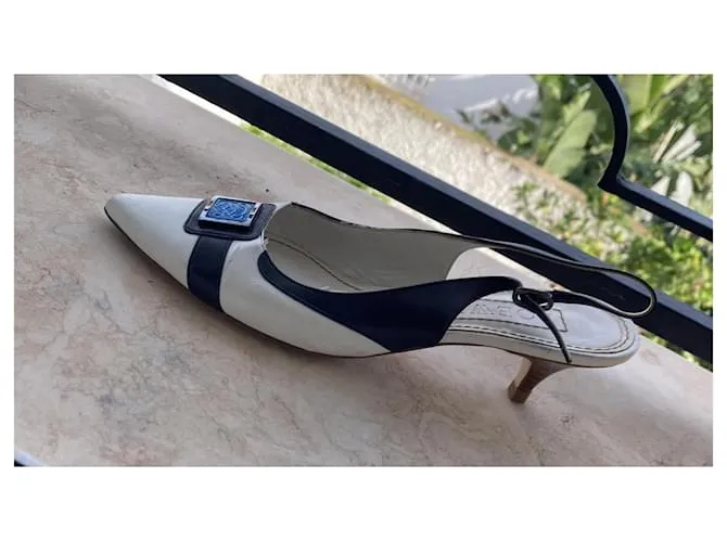 sandalias Loewe Negro Blanco Azul 