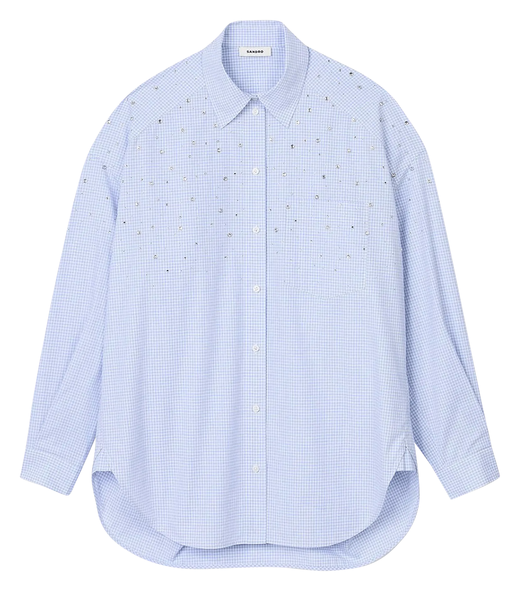 SANDRO Camisa de cuadros vichy con cuello clásico en azul