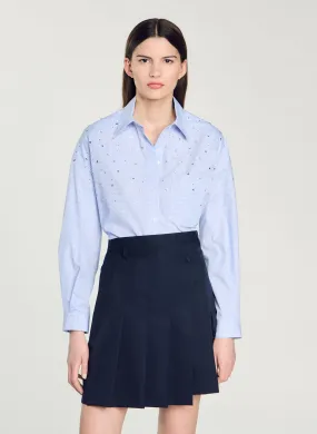 SANDRO Camisa de cuadros vichy con cuello clásico en azul