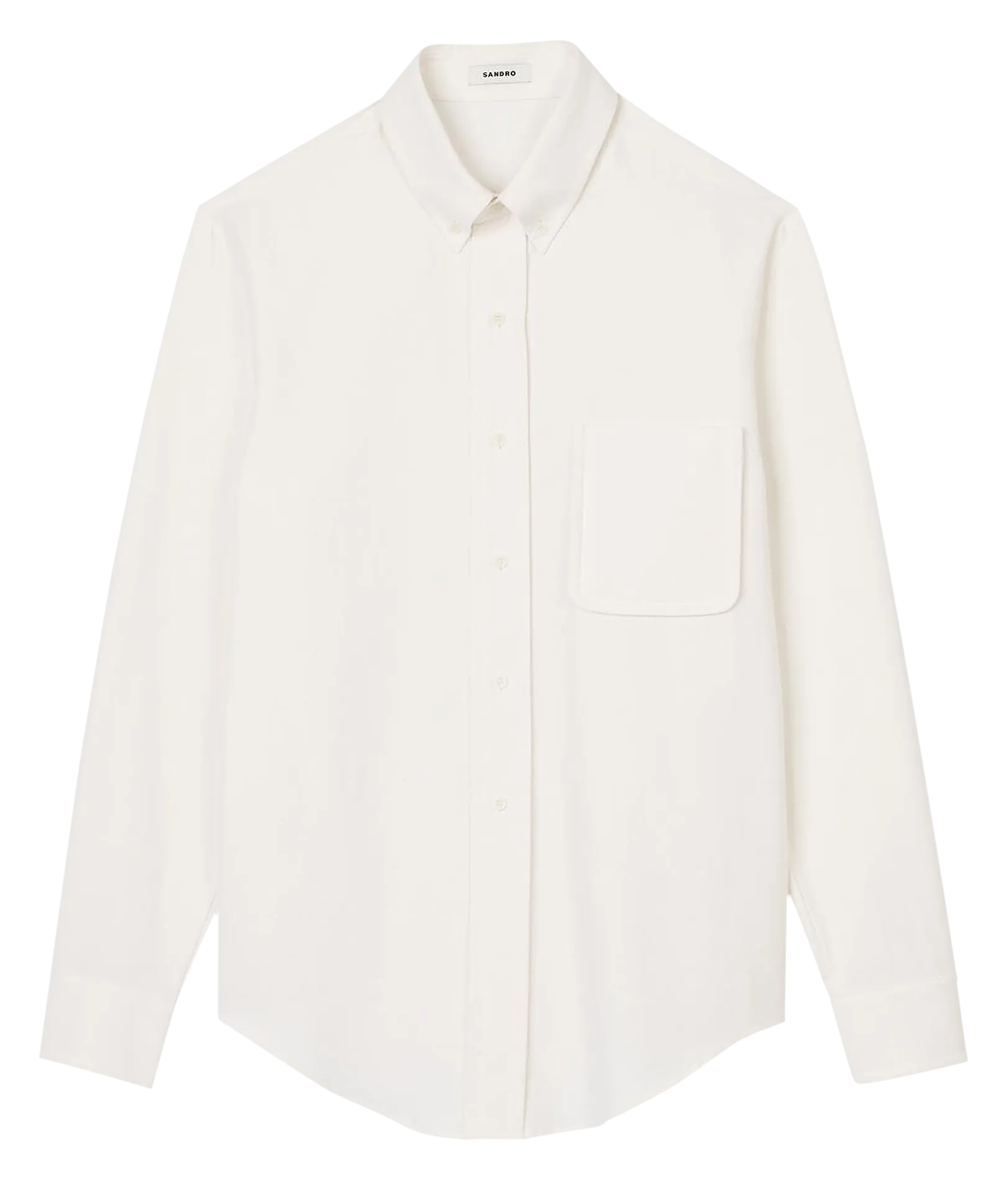 SANDRO Camisa de franela Oxford de algodón en blanco