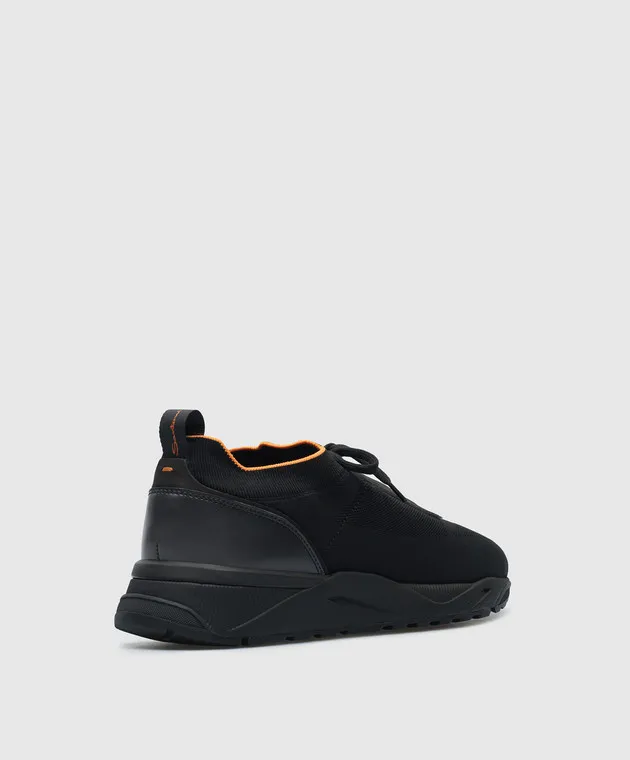 Santoni Black sneakers with logo print