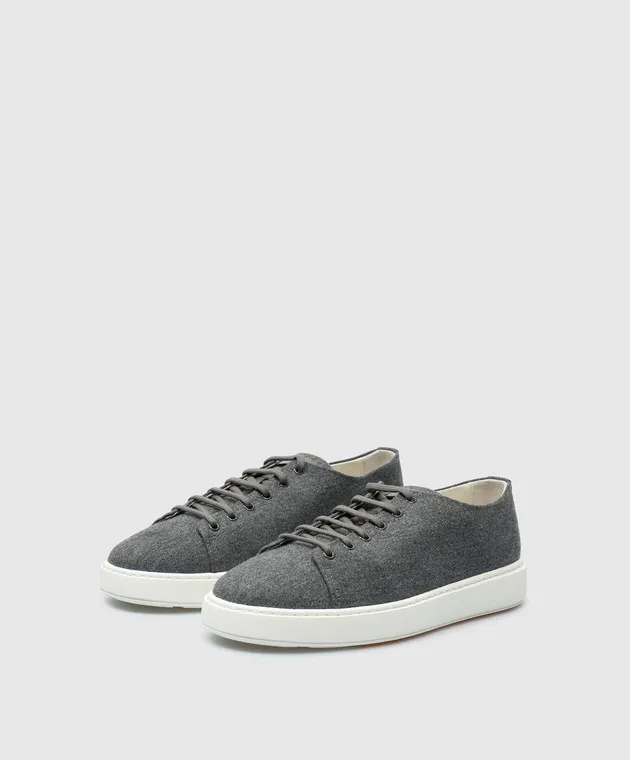 Santoni Gray sneakers with textured logo