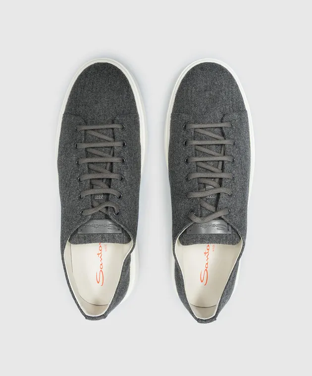 Santoni Gray sneakers with textured logo