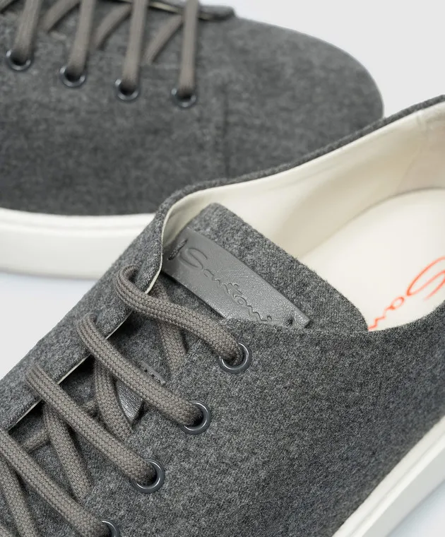 Santoni Gray sneakers with textured logo