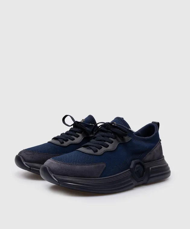 Stefano Ricci Blue combination sneakers with logo