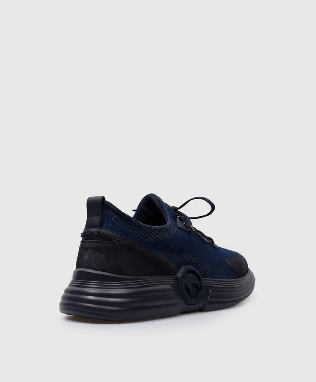 Stefano Ricci Blue combination sneakers with logo