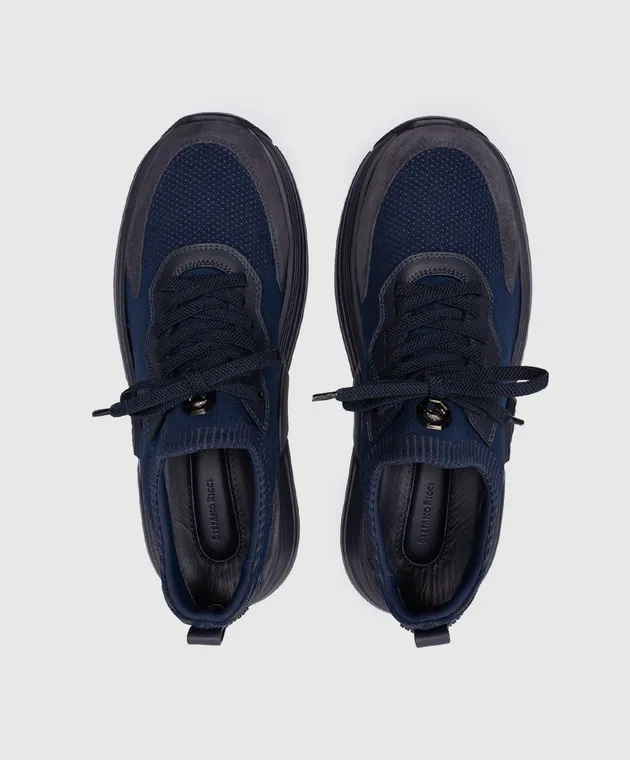 Stefano Ricci Blue combination sneakers with logo