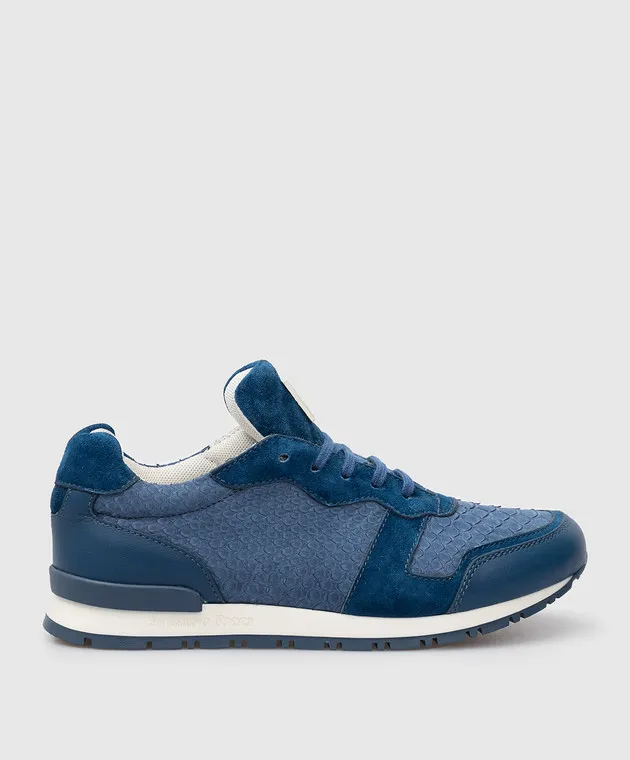 Stefano Ricci Children's blue python and suede sneakers