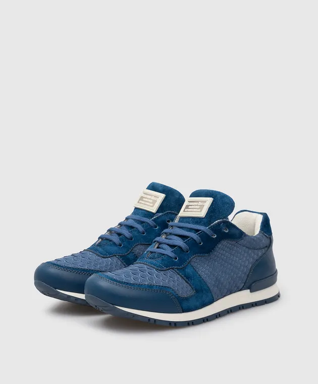 Stefano Ricci Children's blue python and suede sneakers