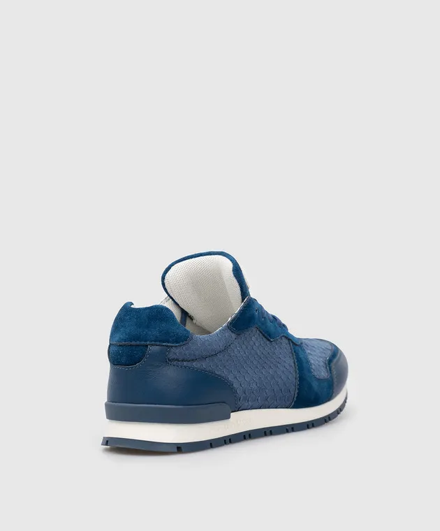 Stefano Ricci Children's blue python and suede sneakers