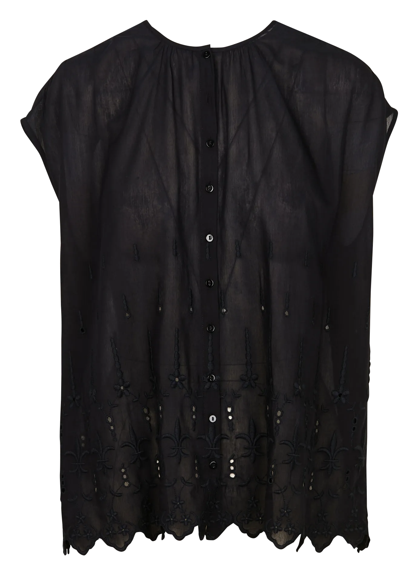 SWILDENS BOUCHE - Camisa holgada de algodón con cuello redondo en negro