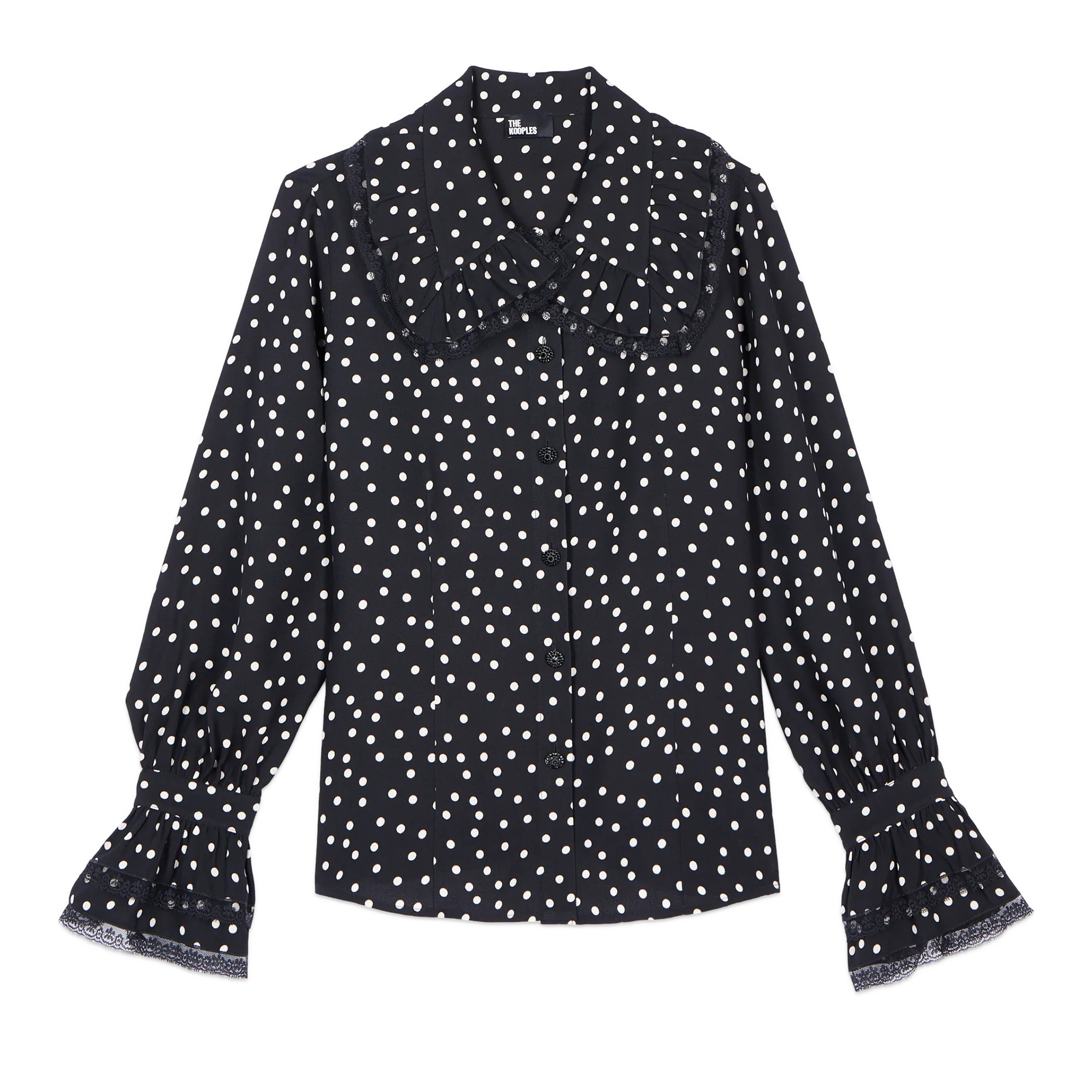 THE KOOPLES Camisa ajustada de lunares en negro