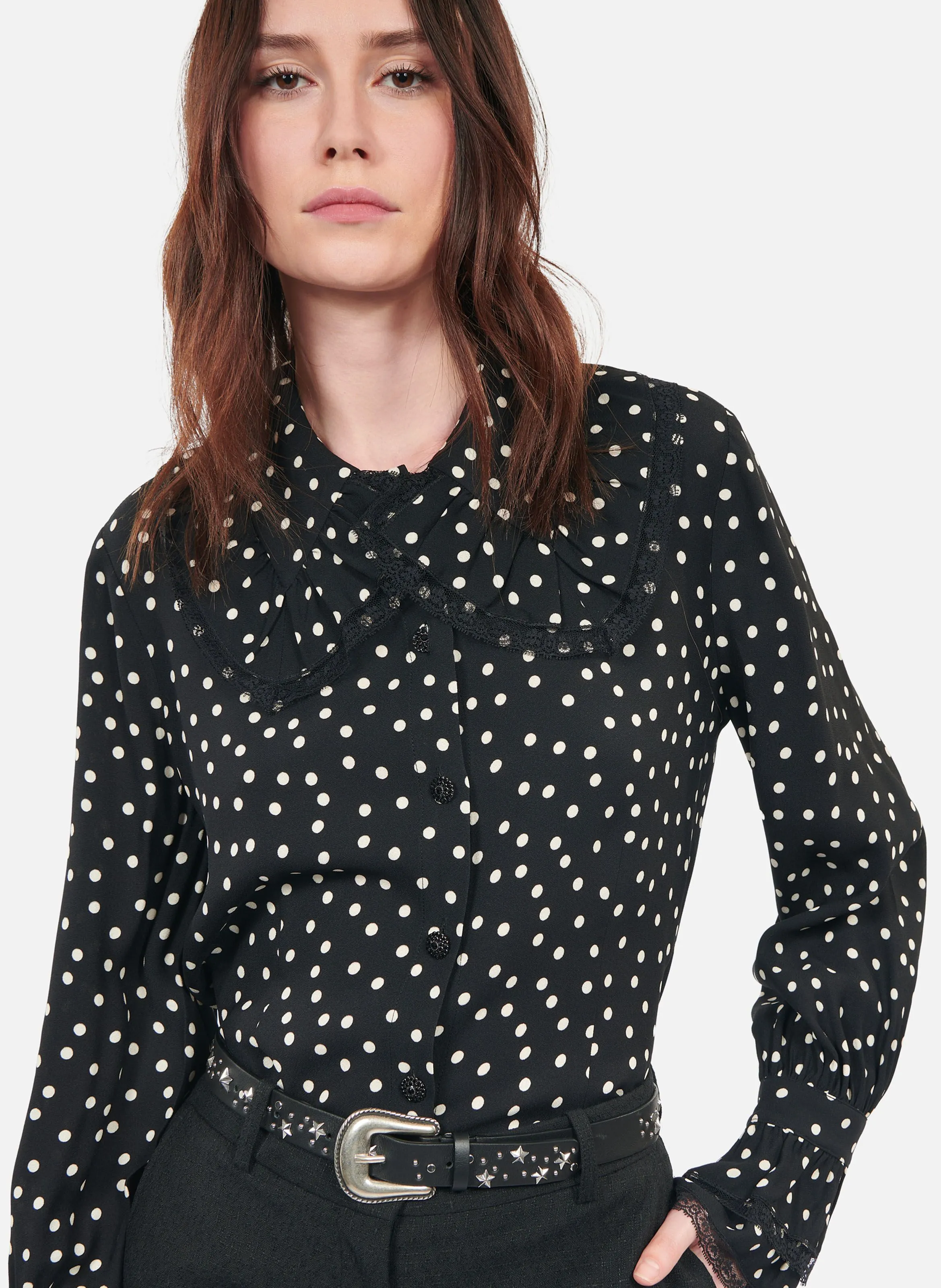 THE KOOPLES Camisa ajustada de lunares en negro