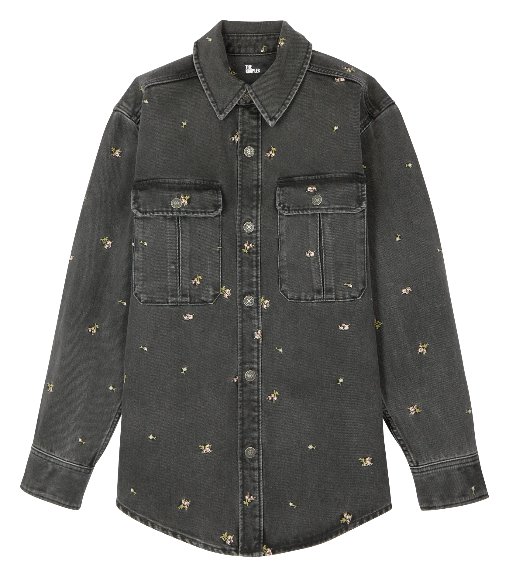 THE KOOPLES Camisa de mezclilla con bordados en gris