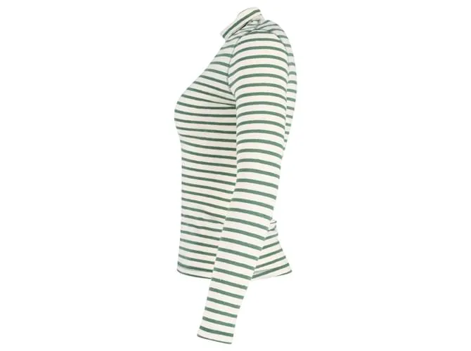 Top de punto de rayas con cuello alto de Loewe en algodón verde 