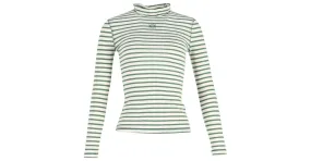 Top de punto de rayas con cuello alto de Loewe en algodón verde 