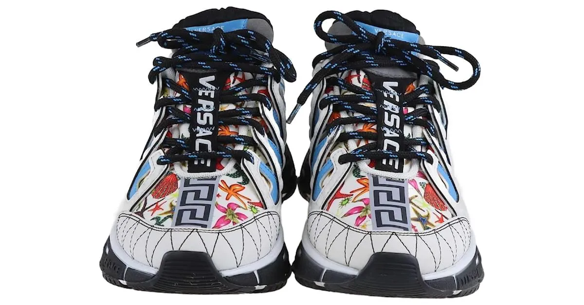 Versace Blanco/Multicolor Tresor De La Mer Print Sneakers 