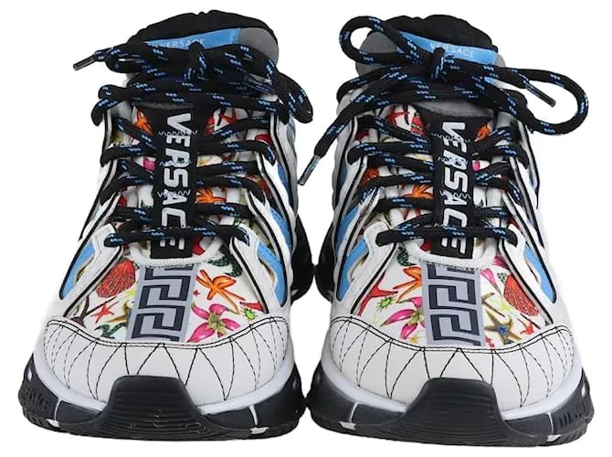 Versace Blanco/Multicolor Tresor De La Mer Print Sneakers 