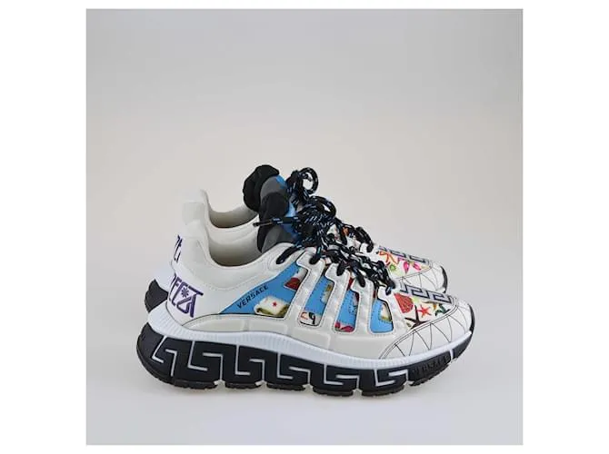 Versace Blanco/Multicolor Tresor De La Mer Print Sneakers 