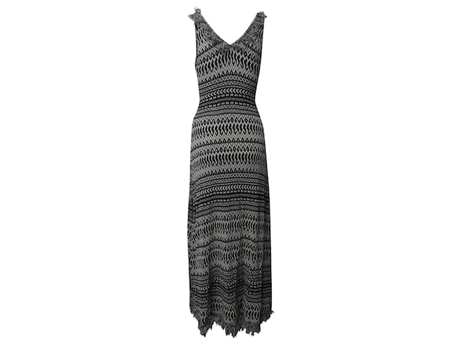 Vestido de punto de rayas geométricas de Loewe en algodón blanco y negro 