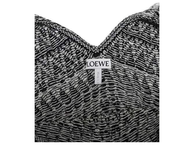 Vestido de punto de rayas geométricas de Loewe en algodón blanco y negro 