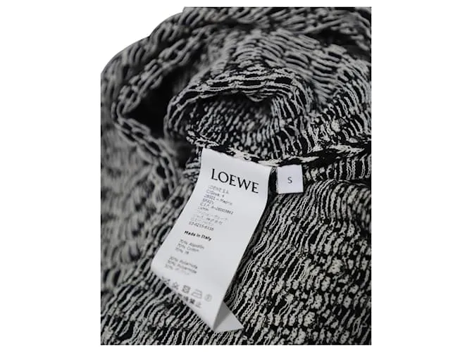 Vestido de punto de rayas geométricas de Loewe en algodón blanco y negro 