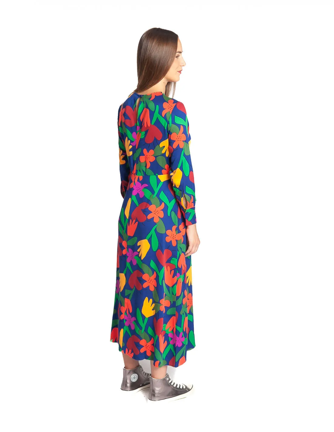 VESTIDO MIDI AZUL FLORES BOUQUET PEPA LOVES