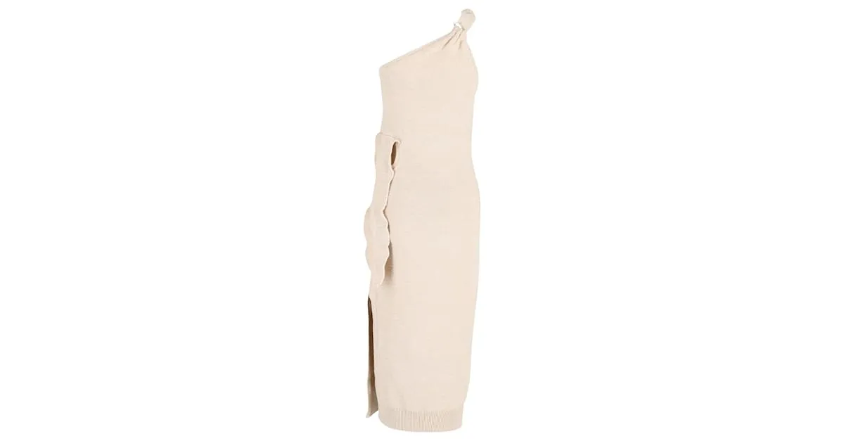 Vestido midi Jacquemus La Robe Maille Noeud de poliamida beige 