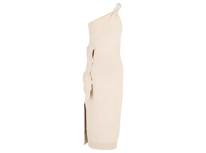 Vestido midi Jacquemus La Robe Maille Noeud de poliamida beige 