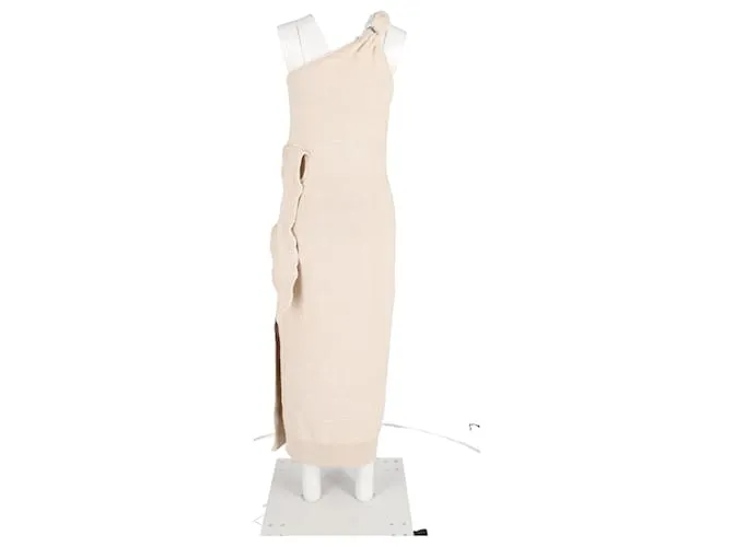 Vestido midi Jacquemus La Robe Maille Noeud de poliamida beige 