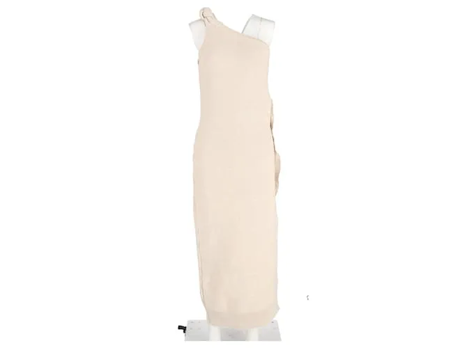 Vestido midi Jacquemus La Robe Maille Noeud de poliamida beige 