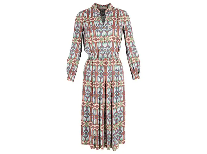 Vestido midi plisado con estampado geométrico Tory Burch en poliéster multicolor 