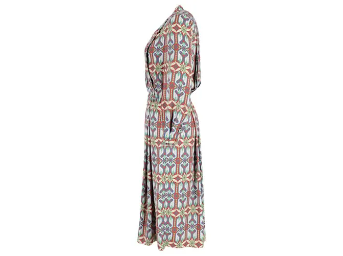 Vestido midi plisado con estampado geométrico Tory Burch en poliéster multicolor 