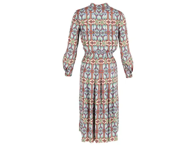 Vestido midi plisado con estampado geométrico Tory Burch en poliéster multicolor 