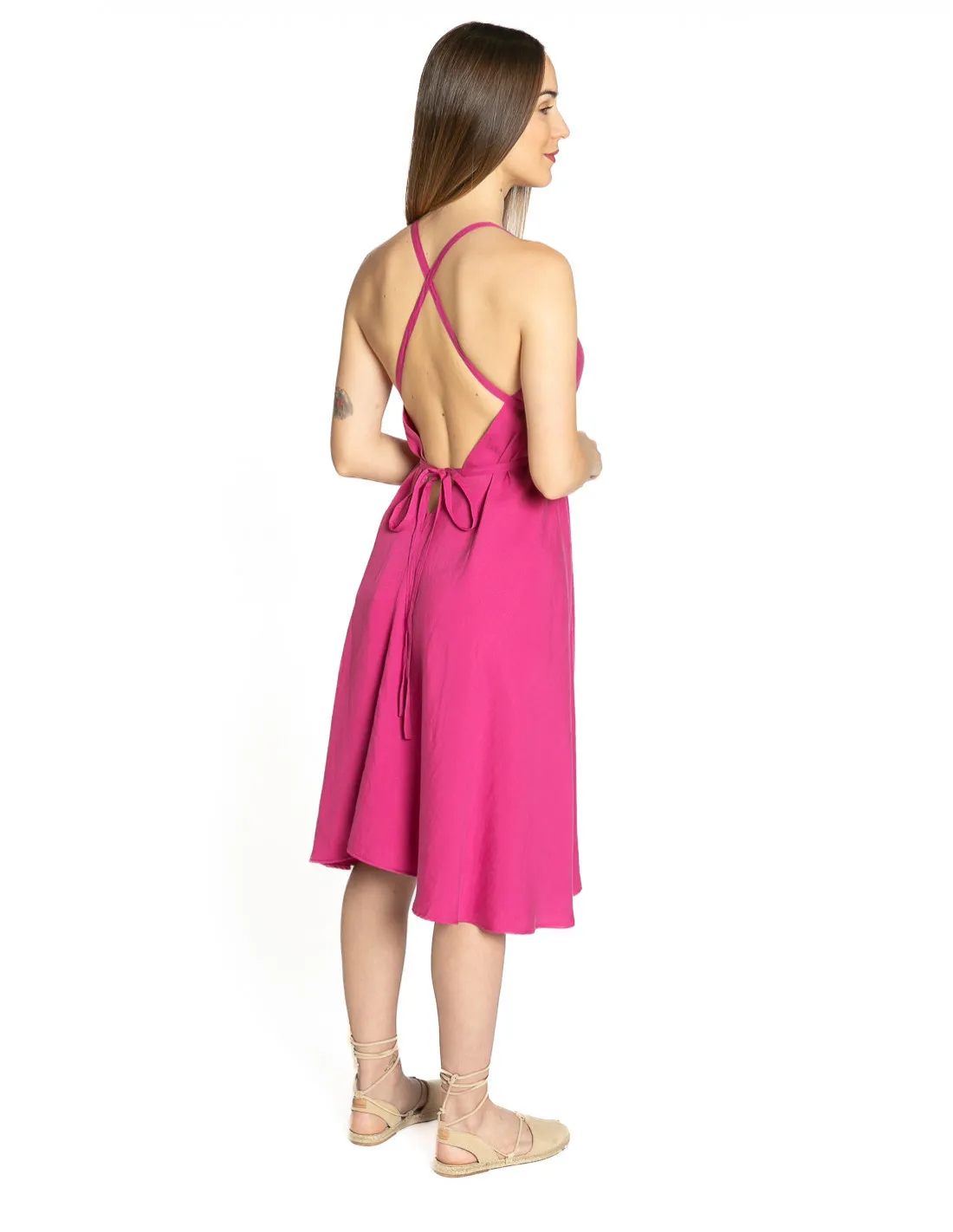 VESTIDO MIDI ROSA MULTIPOSICION SUITE13LAB