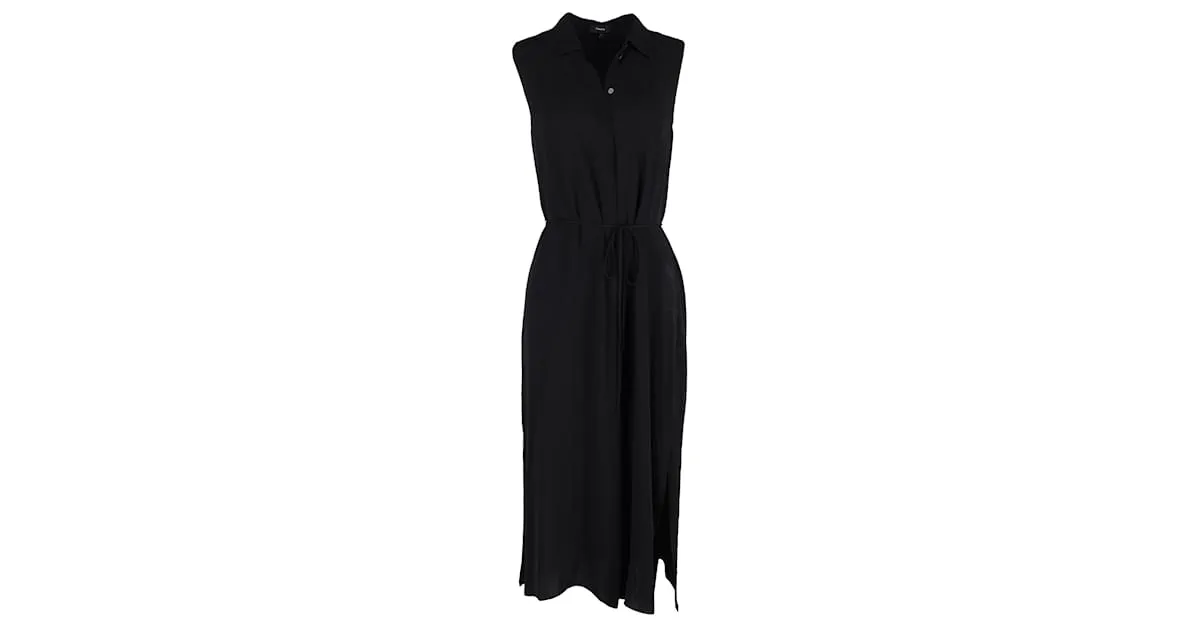 Vestido midi sin mangas Theory en viscosa negra Negro 