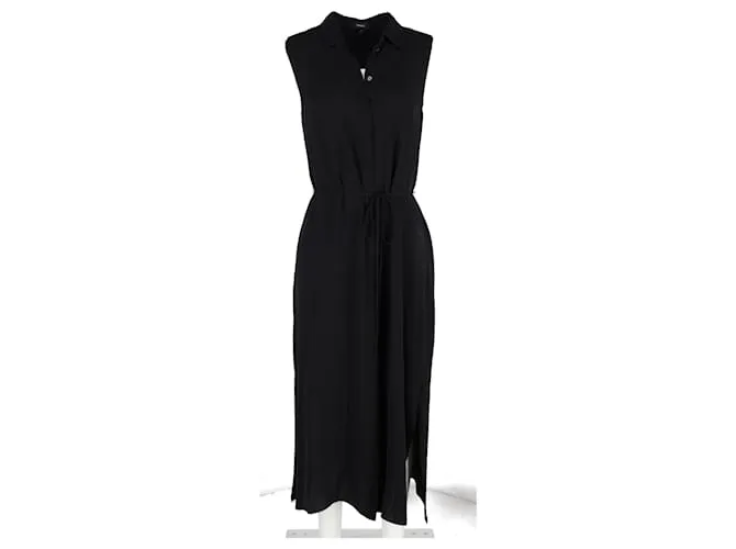 Vestido midi sin mangas Theory en viscosa negra Negro 