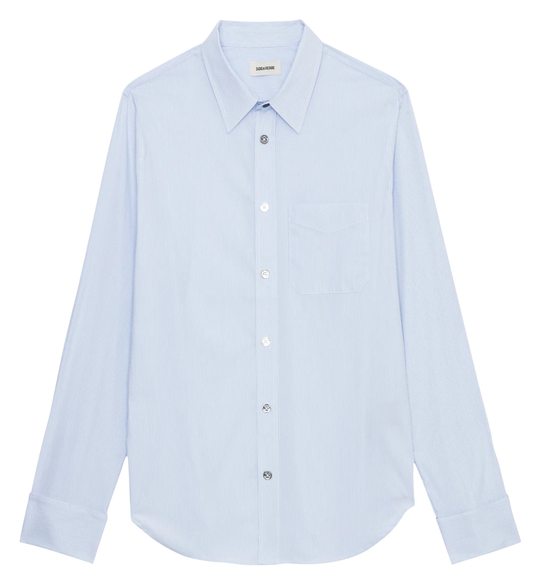 ZADIG&VOLTAIRE TASKIZA - Camisa a rayas de algodón orgánico mezclado en azul