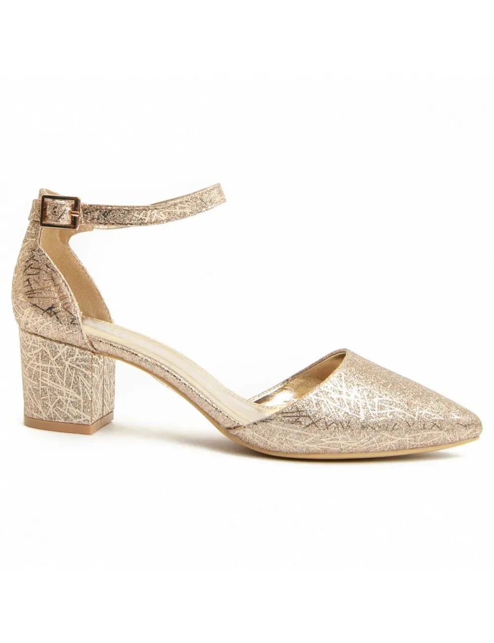 Zapato De Tacón Para Mujer.  Montevita  Brill  92138 Dorado