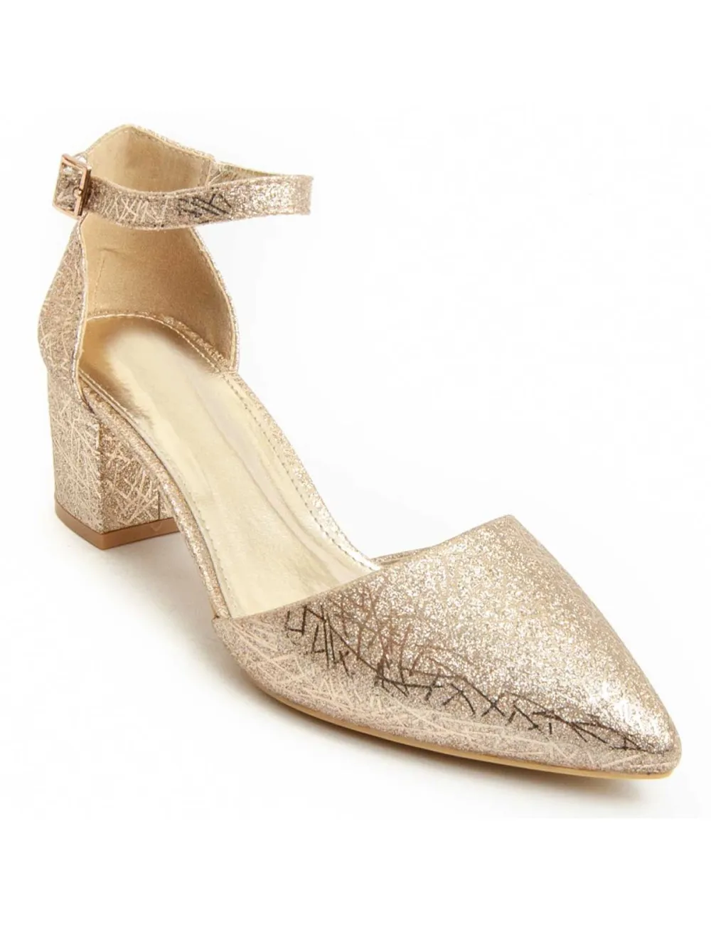 Zapato De Tacón Para Mujer.  Montevita  Brill  92138 Dorado