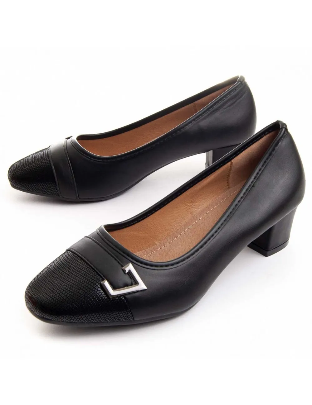 Zapato De Tacón Para Mujer.  Montevita  Perú  87742 Negro